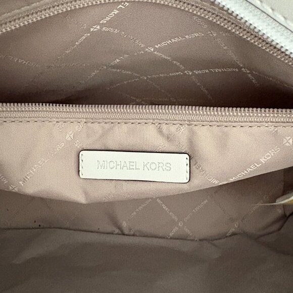 Michael Kors Jet Set Travel Medium Double Pocket Tote Optic White MSRP $498 NWT